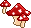 tiny red-capped mushrooms