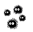 four moving soot sprites